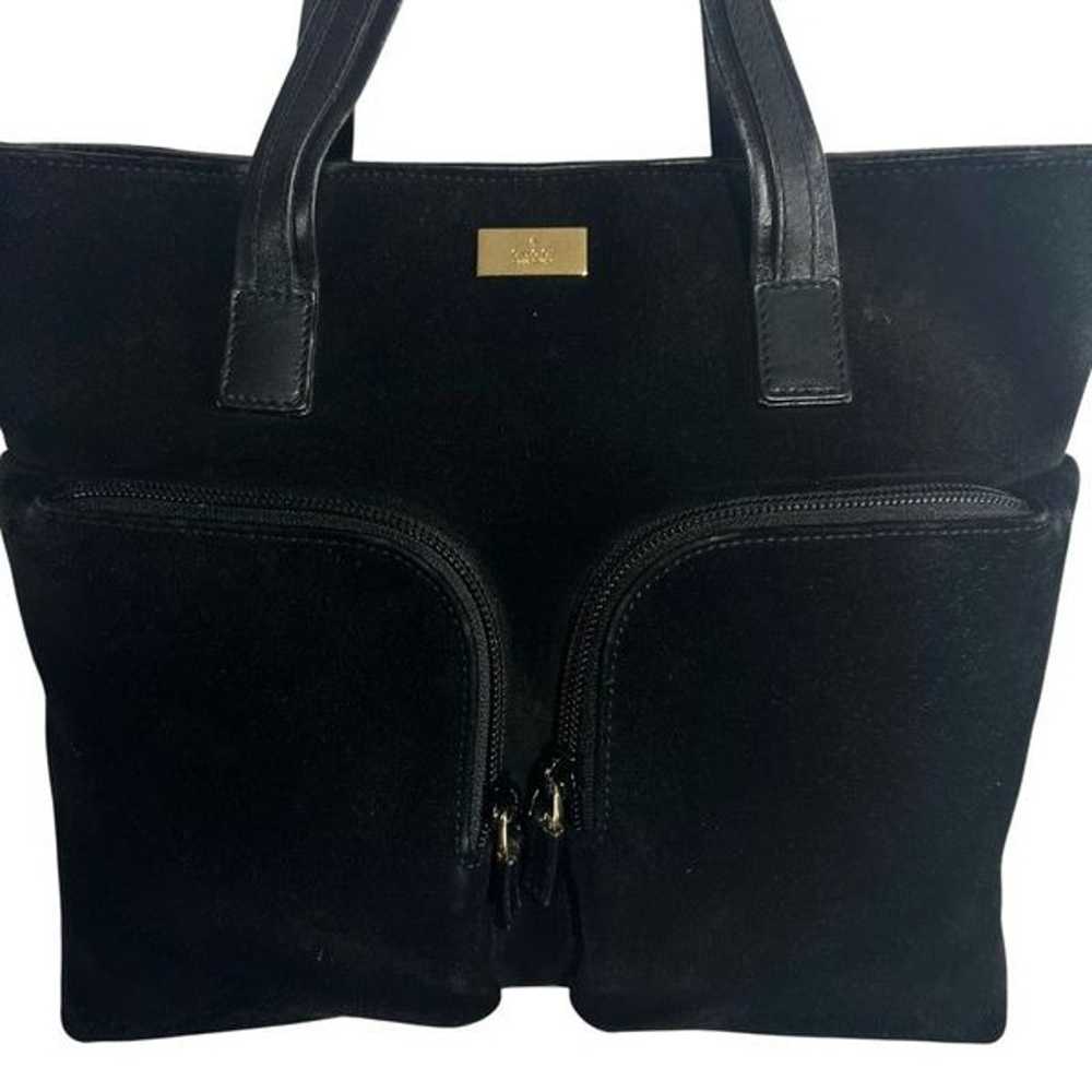 Vintage Gucci Women's Black GG Suede Leather Stra… - image 2