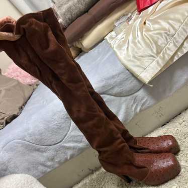 Suede knee-high boots