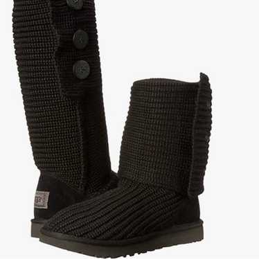 UGG classic cardy knit black boots