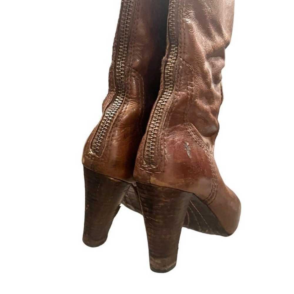 Frye Miranda Brown Leather Back Zip Heeled Boots - image 9