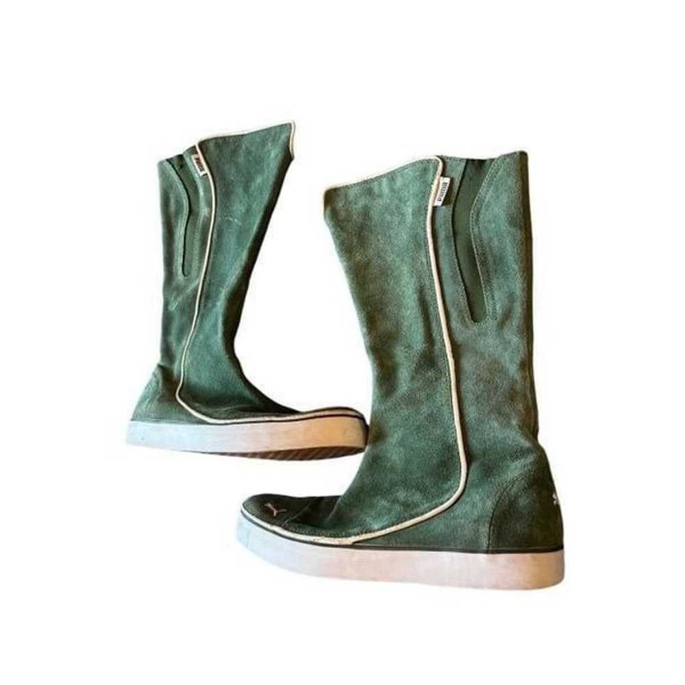 Y2K Puma Green Suede Shoe Boots Women’s US 9 - image 2