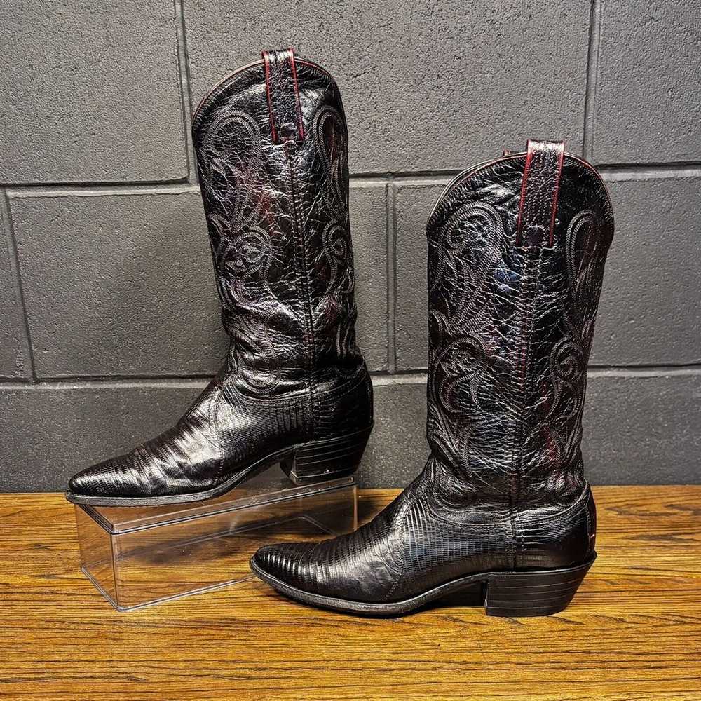 DAN POST Burgundy Snakeskin Western Cowgirl Boots… - image 1