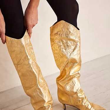 Free People Gold Sloane Slouchy Boots