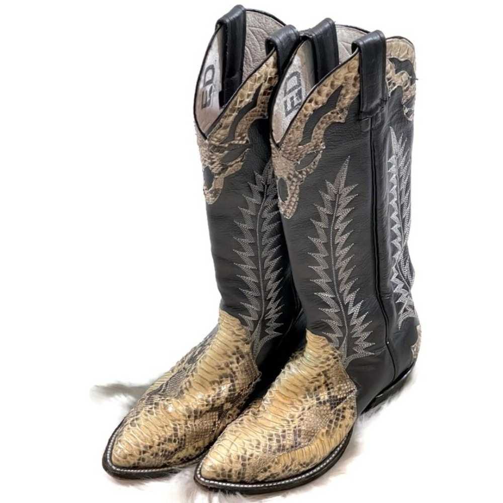 Snake Skin Leather Cowboy Boots - image 1