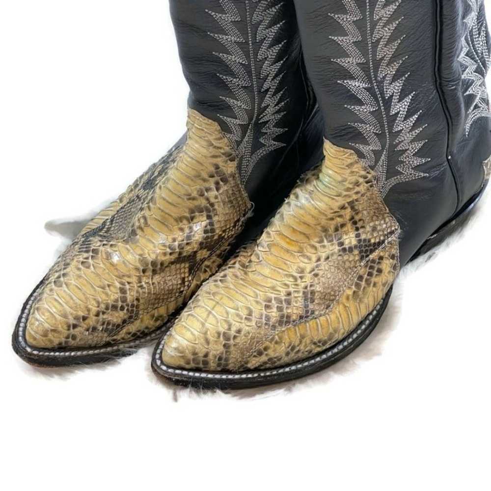 Snake Skin Leather Cowboy Boots - image 3