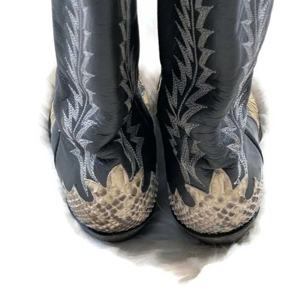 Snake Skin Leather Cowboy Boots - image 5