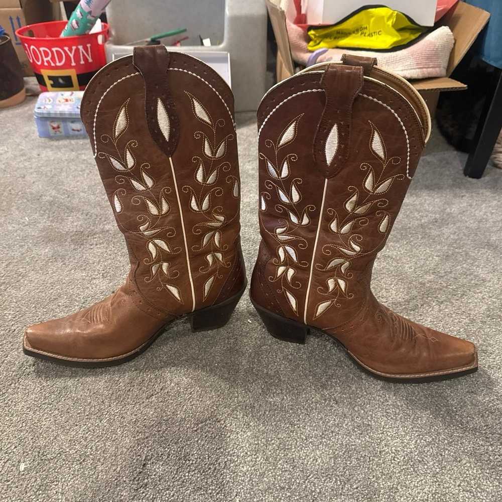 Ariat Brown Cowboy Boots Size 9 Leather Sonora - image 4