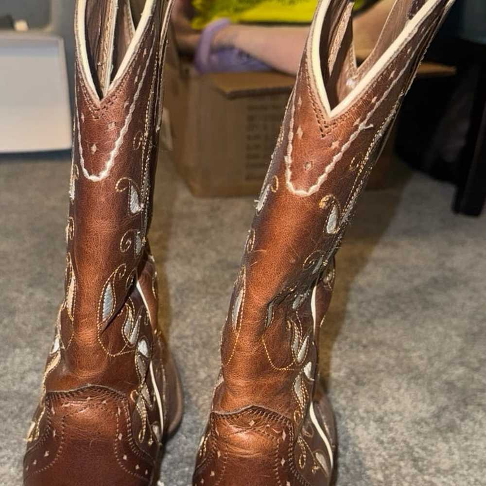 Ariat Brown Cowboy Boots Size 9 Leather Sonora - image 5