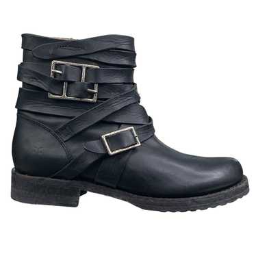 Frye Women’s Veronica Strappy Black Leather Moto B