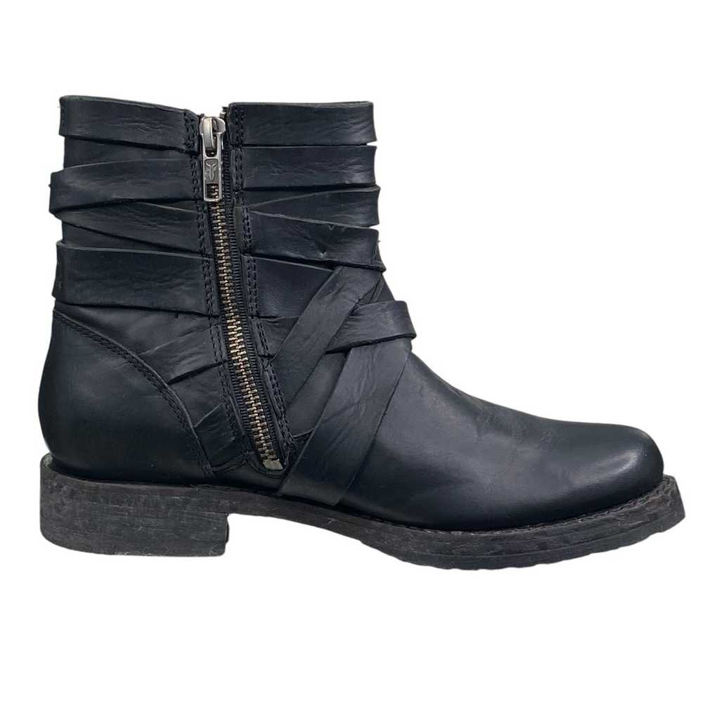 Frye Women’s Veronica Strappy Black Leather Moto … - image 4