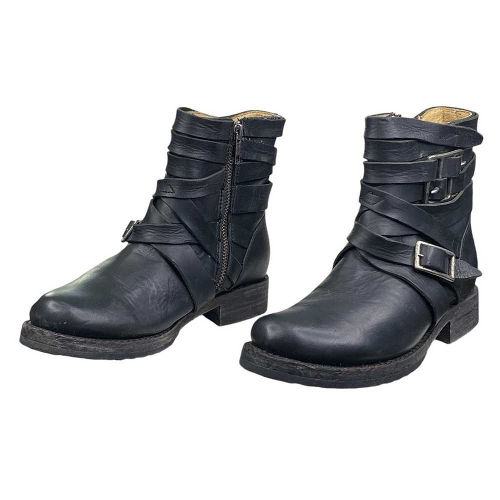 Frye Women’s Veronica Strappy Black Leather Moto … - image 6