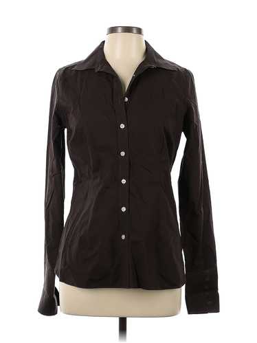 Lands' End Women Brown Long Sleeve Button-Down Shi