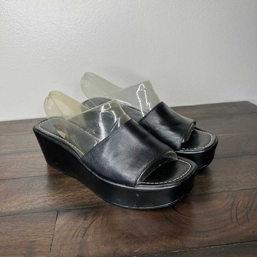 Vintage 90s 1990s 2000s y2k square toe sandals bl… - image 1