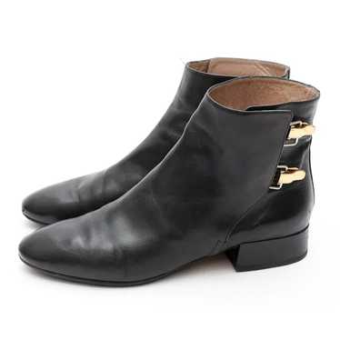 Chloe Double Buckle Black Flat Ankle Boot Gold Ha… - image 1