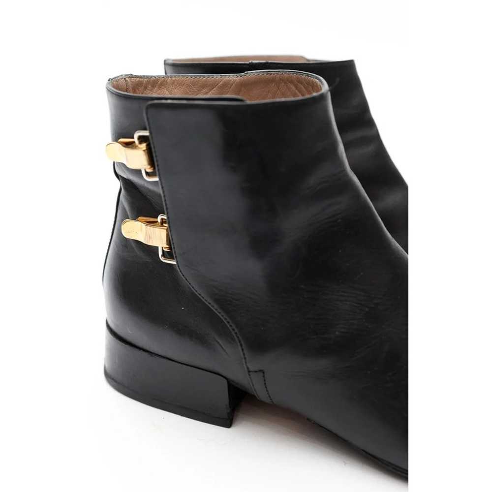 Chloe Double Buckle Black Flat Ankle Boot Gold Ha… - image 2