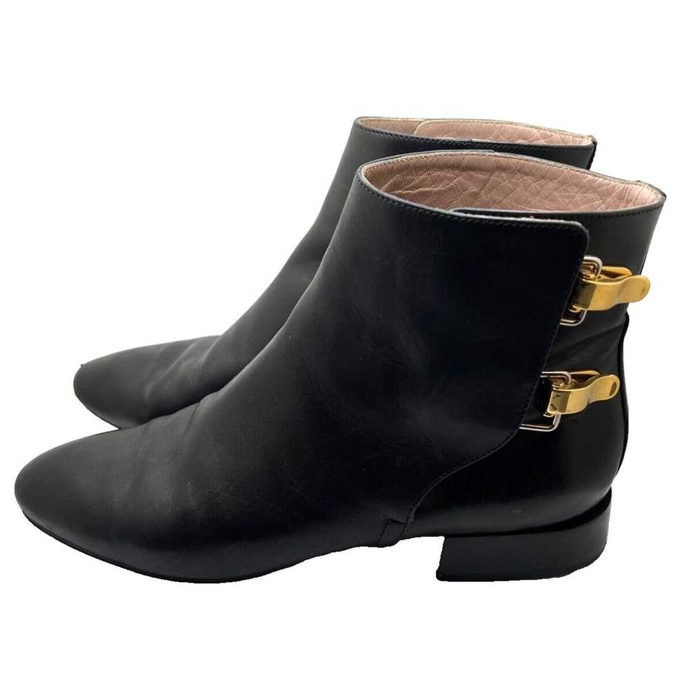 Chloe Double Buckle Black Flat Ankle Boot Gold Ha… - image 7