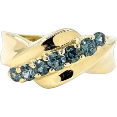 Stunning Blue Topaz Ring in 10k Yellow Gold - image 1