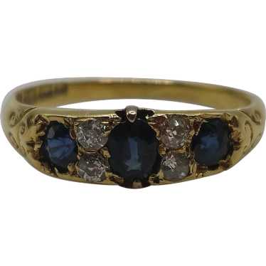 Antique Edwardian 18ct Gold Sapphire & Diamond Rin