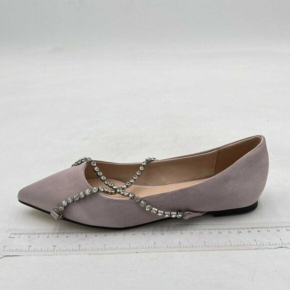 FSJ Grey Pointed Toe Ballet Flats Crystal Crossov… - image 2