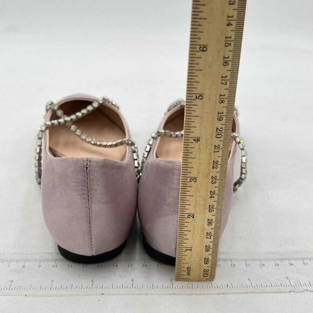 FSJ Grey Pointed Toe Ballet Flats Crystal Crossov… - image 5