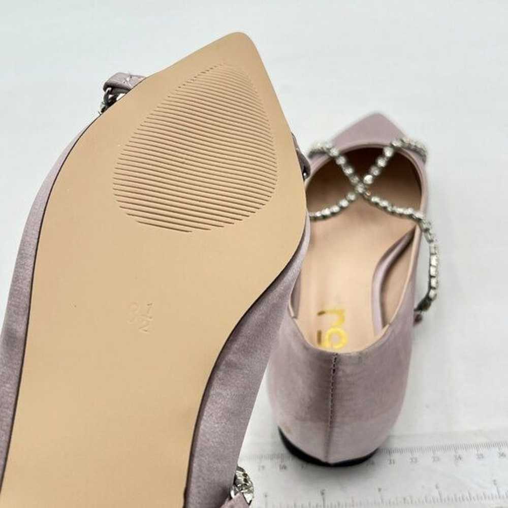 FSJ Grey Pointed Toe Ballet Flats Crystal Crossov… - image 6