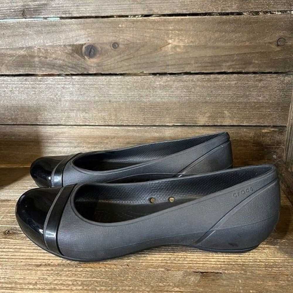 Womens Crocs Gianna Black Cap Toe Comfort Ballet … - image 2