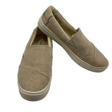 TOMS Natural Canvas Lomas Slip On Shoes Khaki Wome