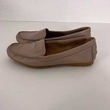 Coach Brown Opal Taupe Leather Loafer Shoes