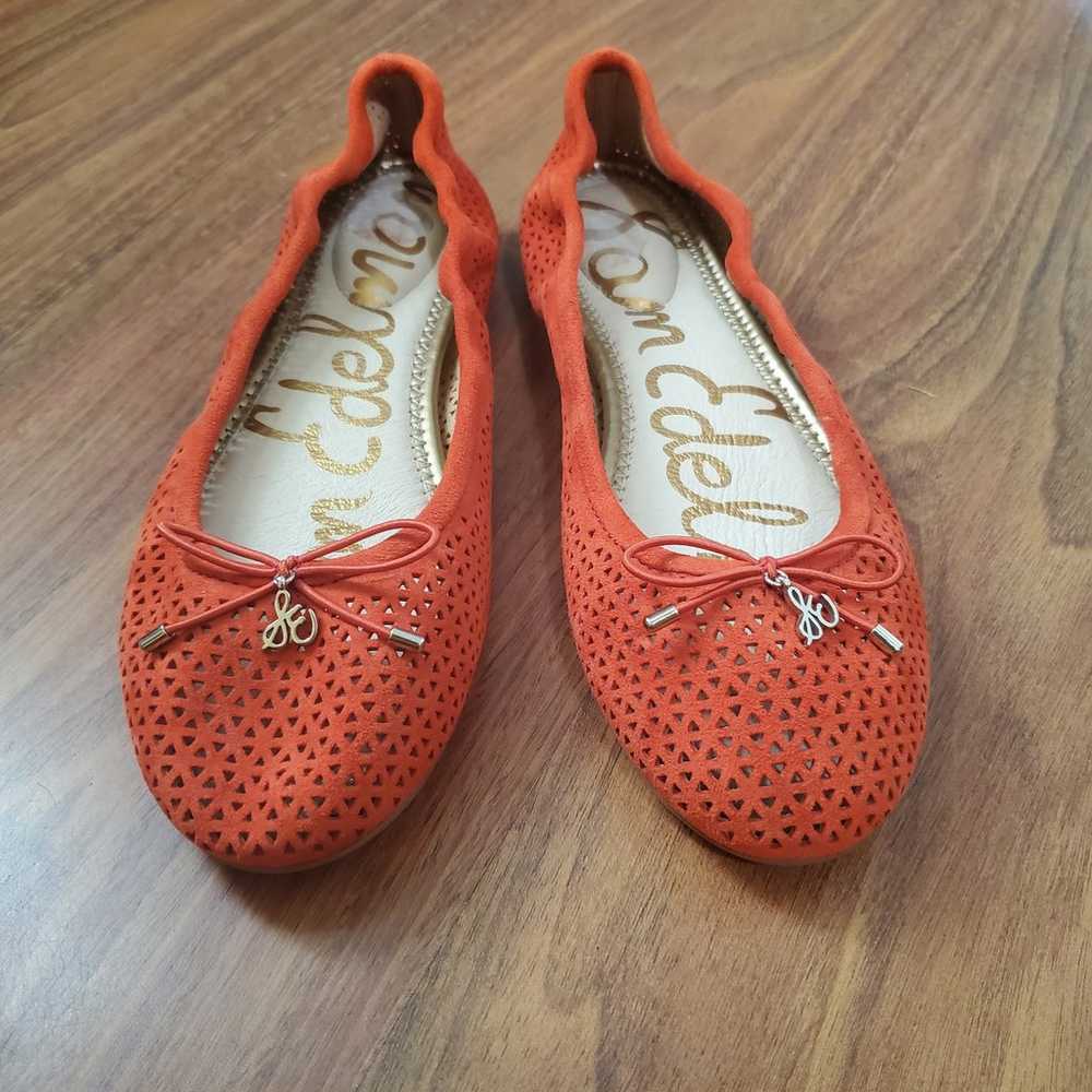 Sam Edelman Felicia Coral Red Laser Cut Out Balle… - image 2