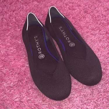 Rothy’s White Halo Black Round Toe Flats