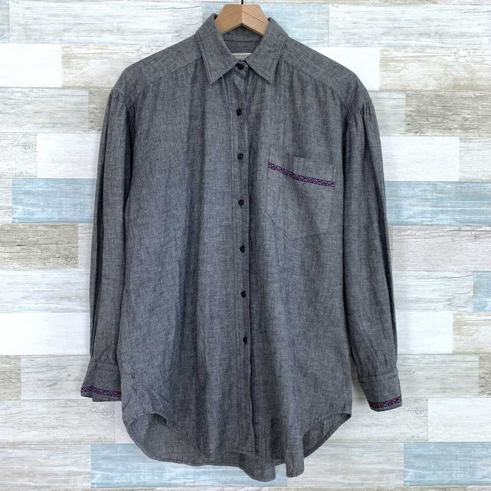 Banana Republic Oversized Button Down Shirt Gray … - image 1