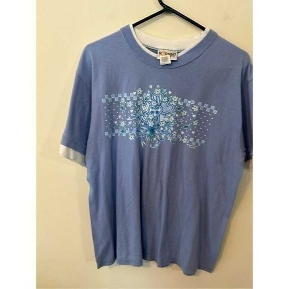 Vintage Morning Sun Blue heart flower Bouquet t-s… - image 1