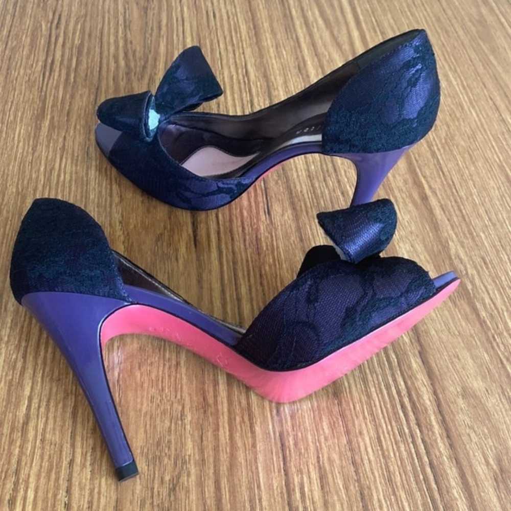 Paris Hilton - Purple and Black Lace Patent Bow D… - image 2