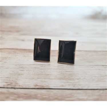 Other Vintage Ronci Screw On Earrings Black12K Go… - image 1