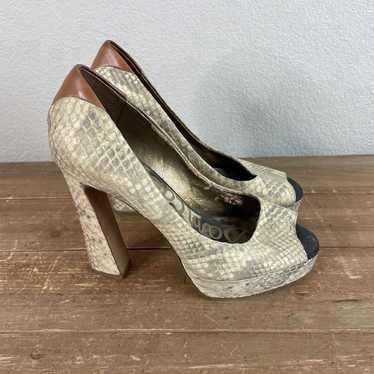 Sam Edelman Snakeskin Platform Heels Pumps Womens 