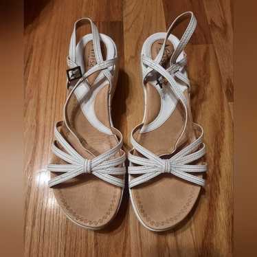 Clarks Artesian White Strappy Wedge Sandals - Size