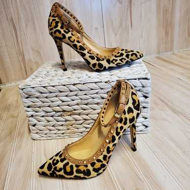 Ivanka Trump Leather Cheetah Print Cow Hair Pumps 