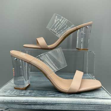 NEW BP Women’s Naomi Clear Block Heel Sandals Tan… - image 1