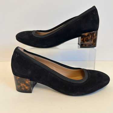 Vionic Natalie Tortoise Pump Black Suede Block Hee