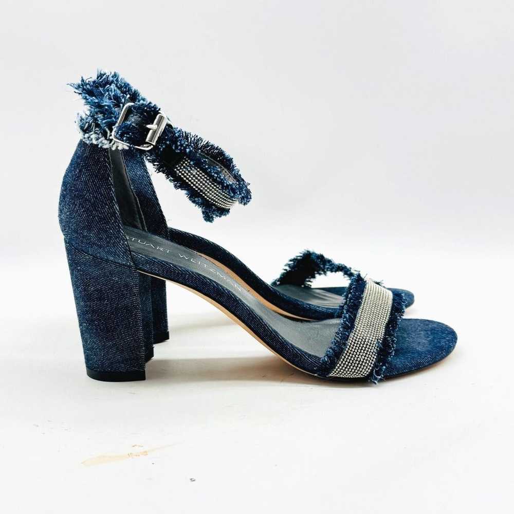 Stuart Weitzman Heels Womens 6.5 Blue Denim Silve… - image 1