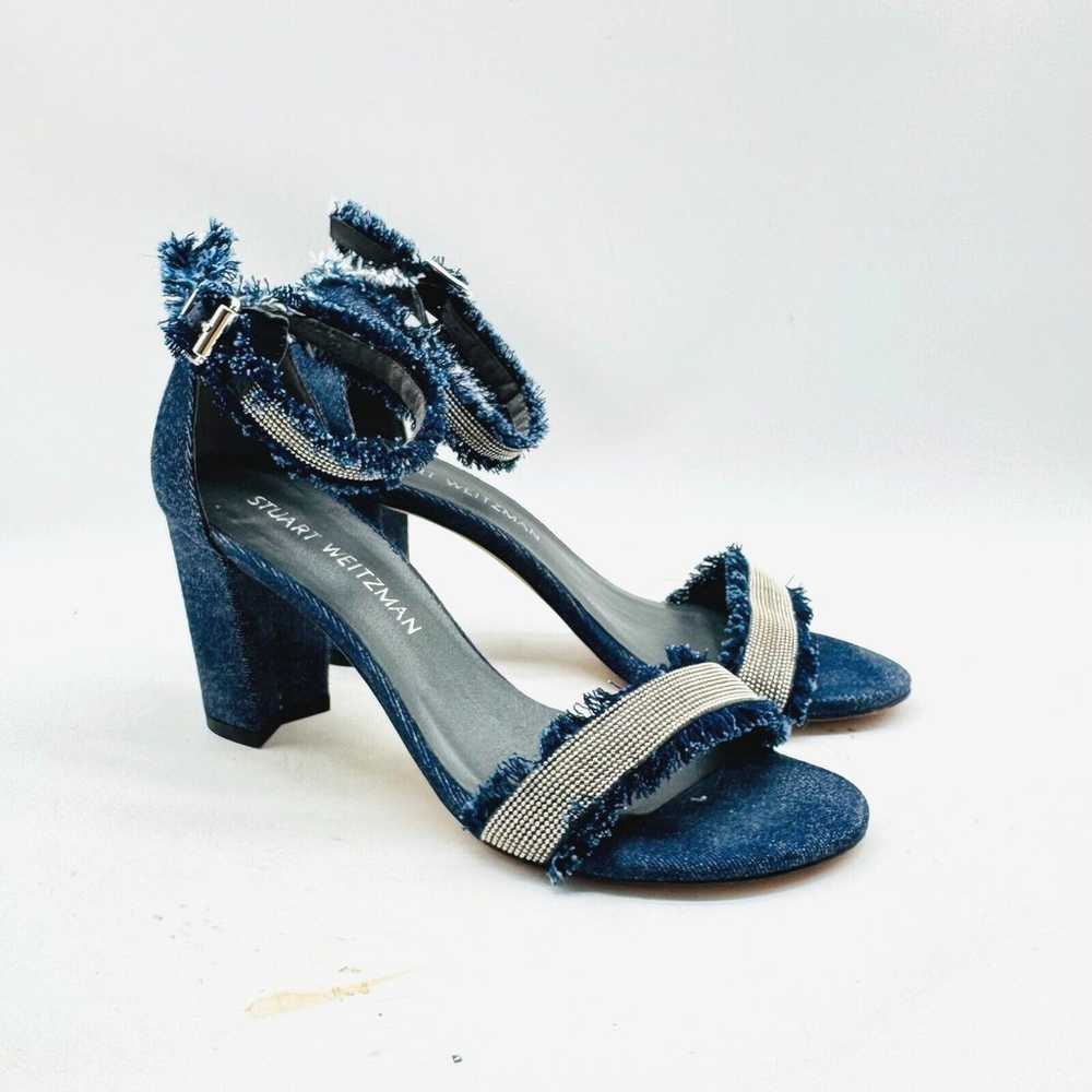 Stuart Weitzman Heels Womens 6.5 Blue Denim Silve… - image 2