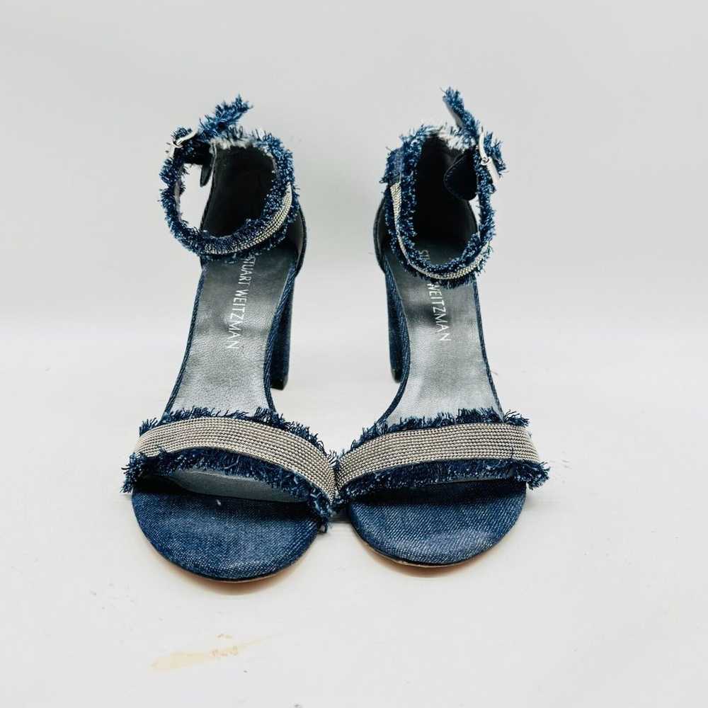 Stuart Weitzman Heels Womens 6.5 Blue Denim Silve… - image 3