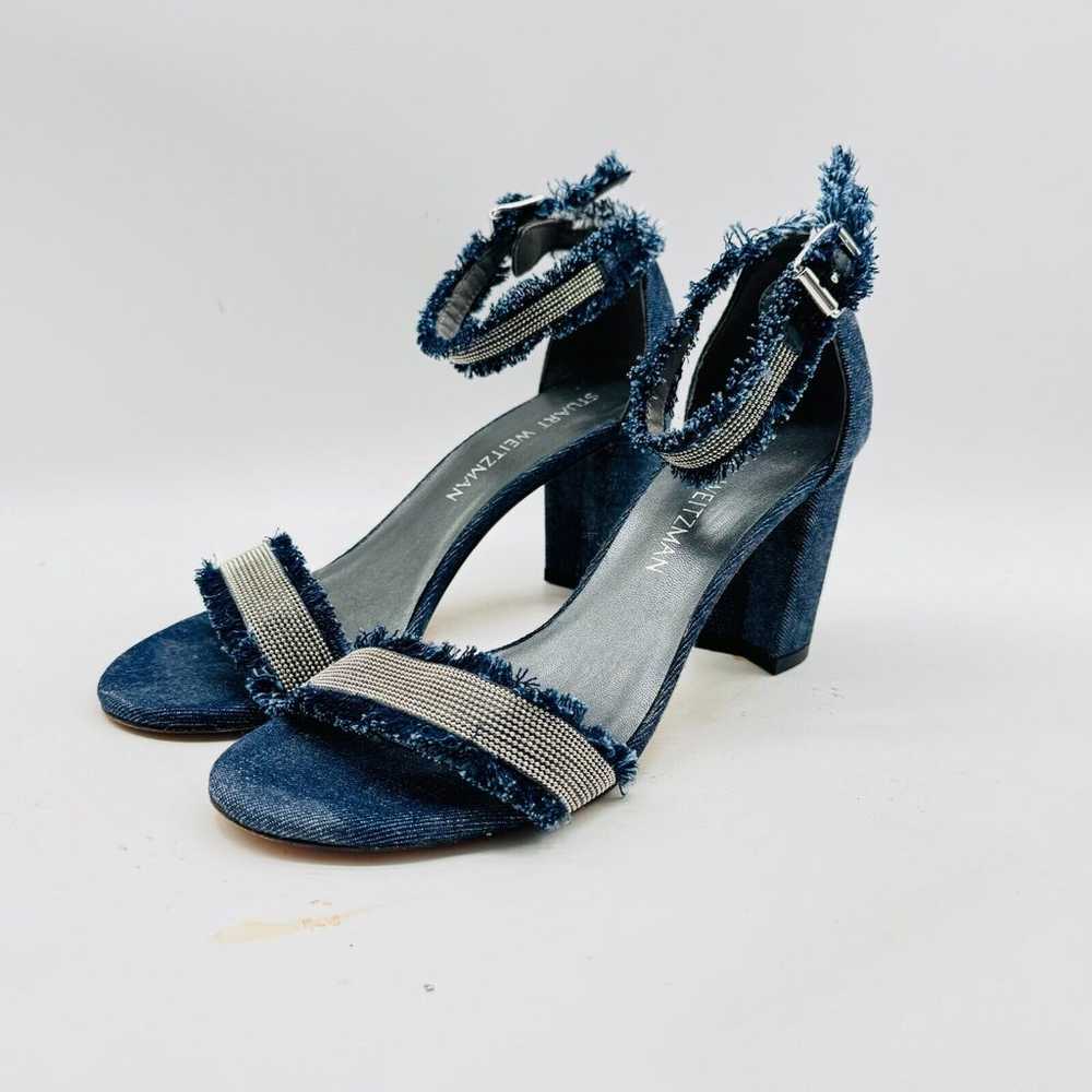 Stuart Weitzman Heels Womens 6.5 Blue Denim Silve… - image 4