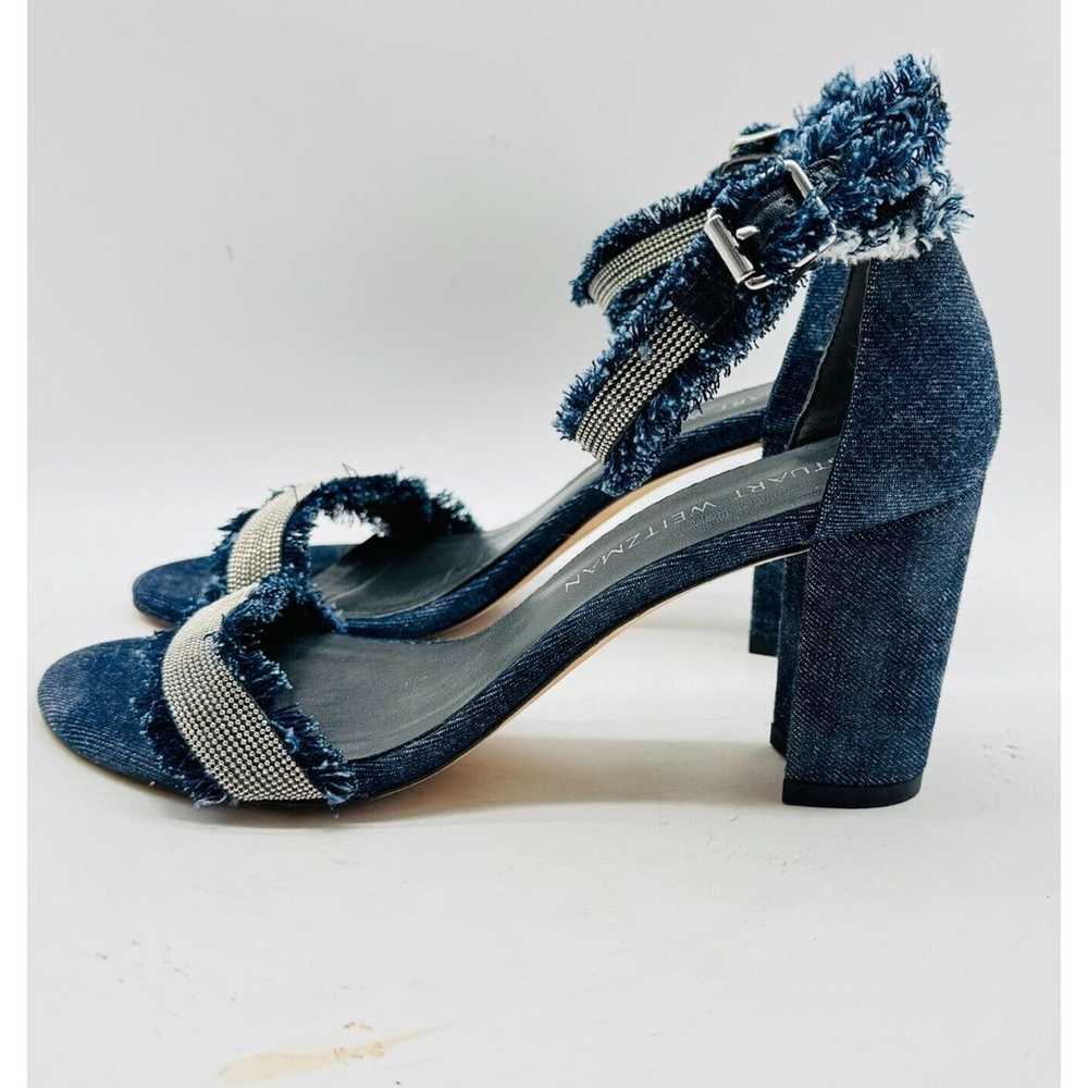 Stuart Weitzman Heels Womens 6.5 Blue Denim Silve… - image 5