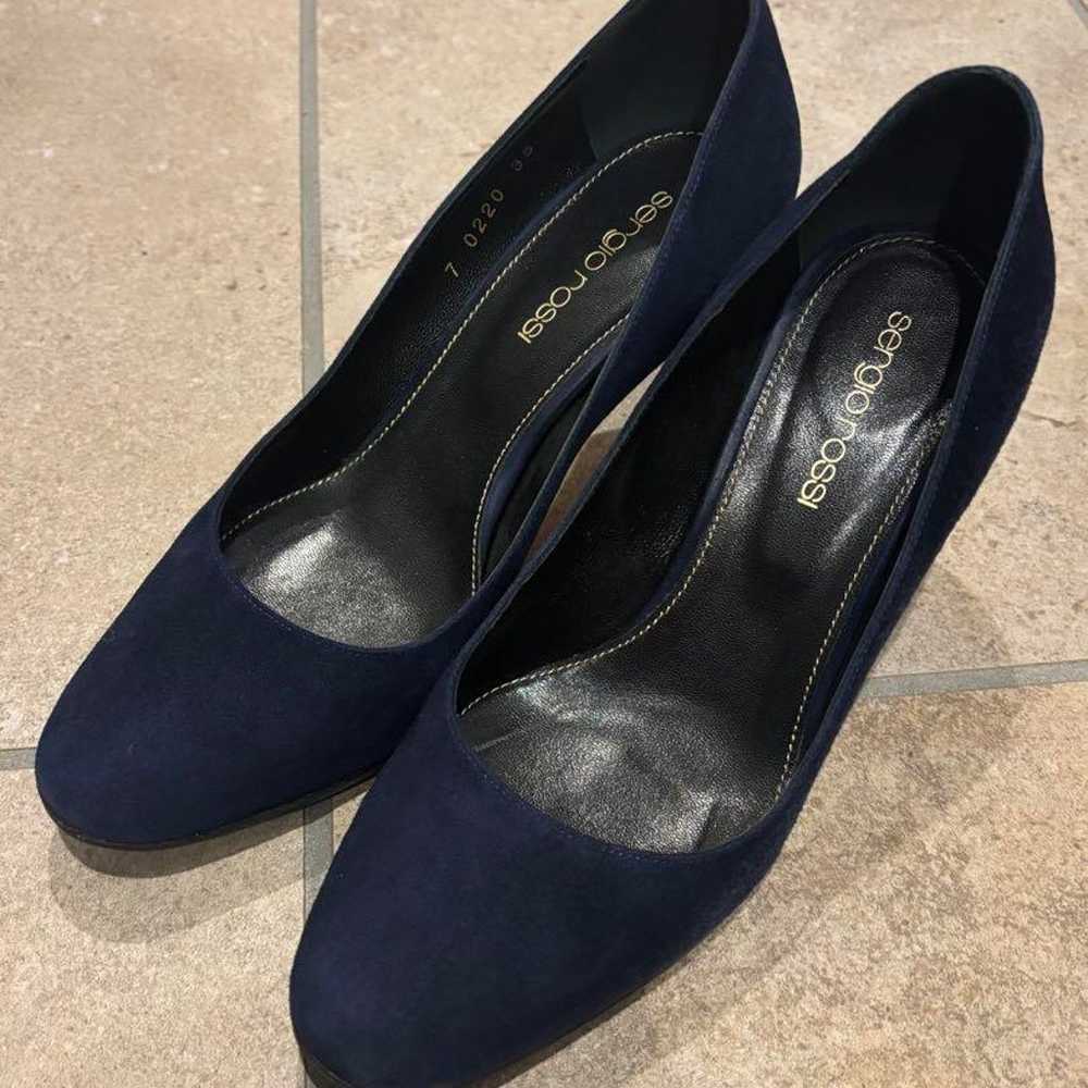 Sergio Rossi Navy Suede Pumps 35 - image 1