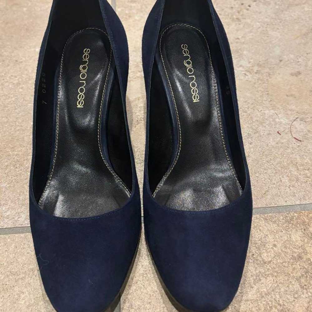 Sergio Rossi Navy Suede Pumps 35 - image 2