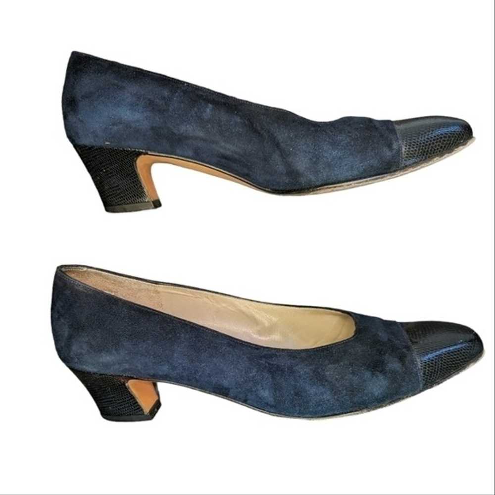 Vintage Salvatore Ferragamo Women’s Blue Suede Ca… - image 1