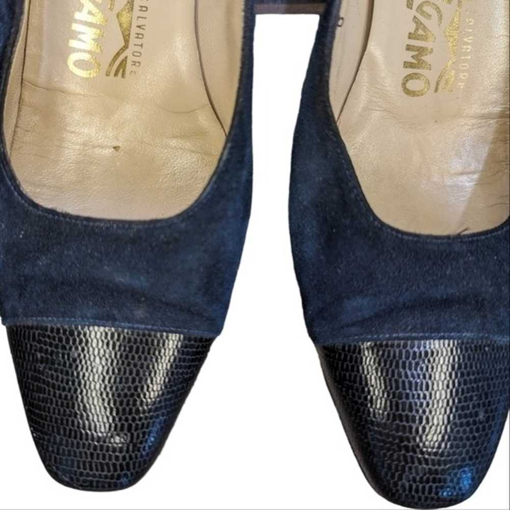 Vintage Salvatore Ferragamo Women’s Blue Suede Ca… - image 2