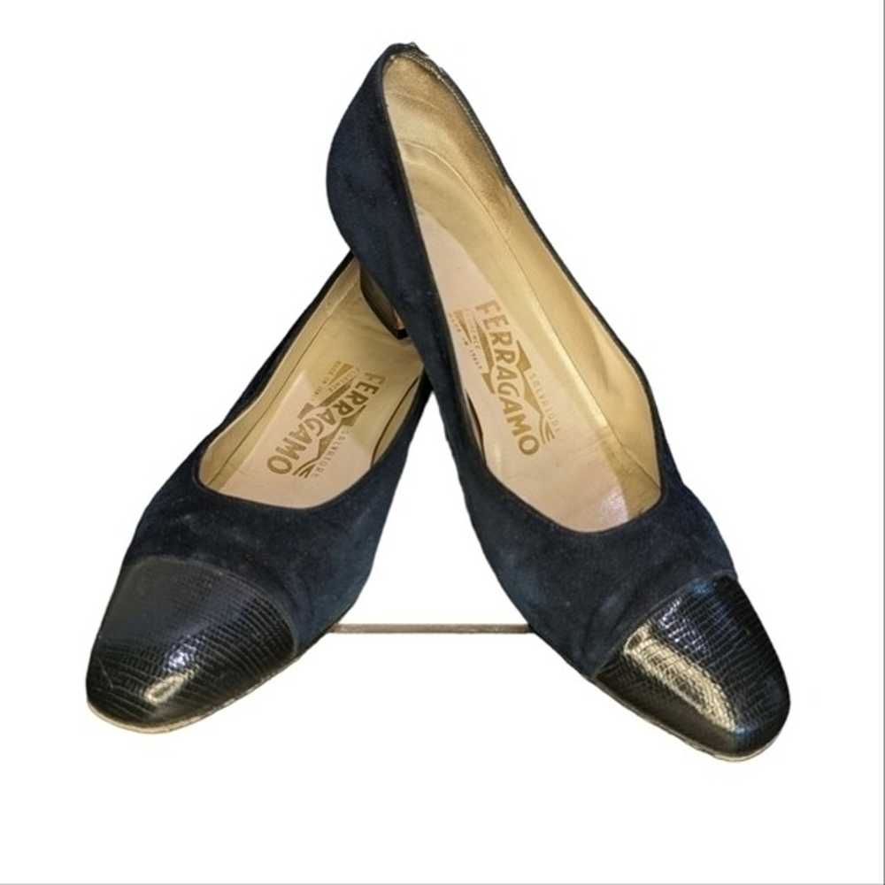 Vintage Salvatore Ferragamo Women’s Blue Suede Ca… - image 3