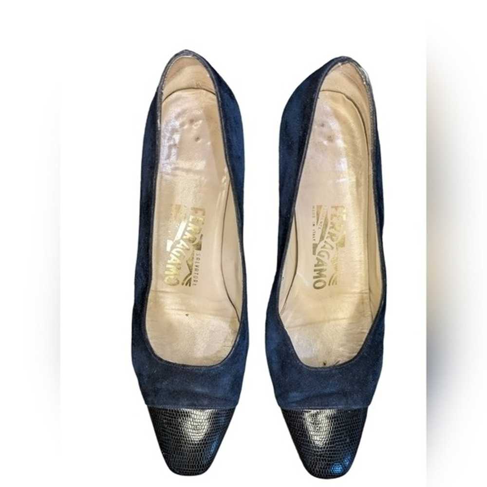 Vintage Salvatore Ferragamo Women’s Blue Suede Ca… - image 4